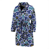 Blue Arabic Morocco Pattern Men Bathrobe