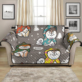 Cute Siberian Husky Raincoat Pattern Loveseat Couch Cover Protector