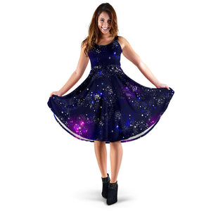 Space Galaxy Pattern Sleeveless Midi Dress