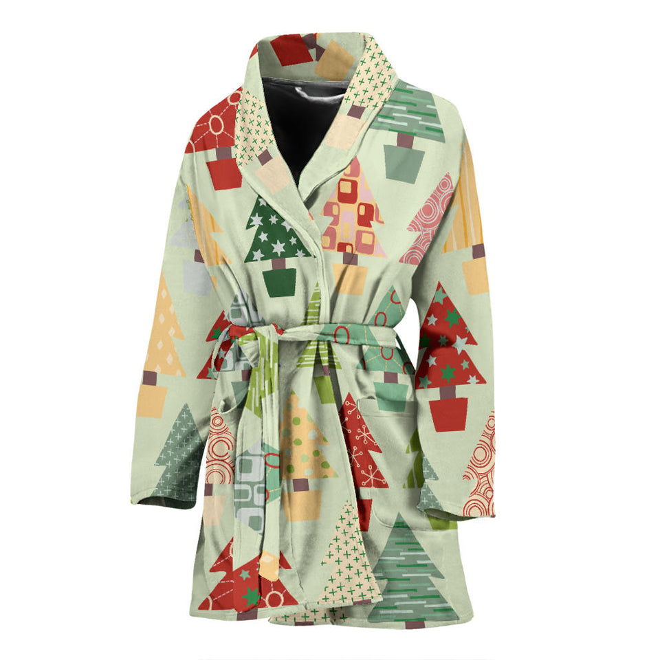Christmas Tree Pattern Backgroind Women Bathrobe