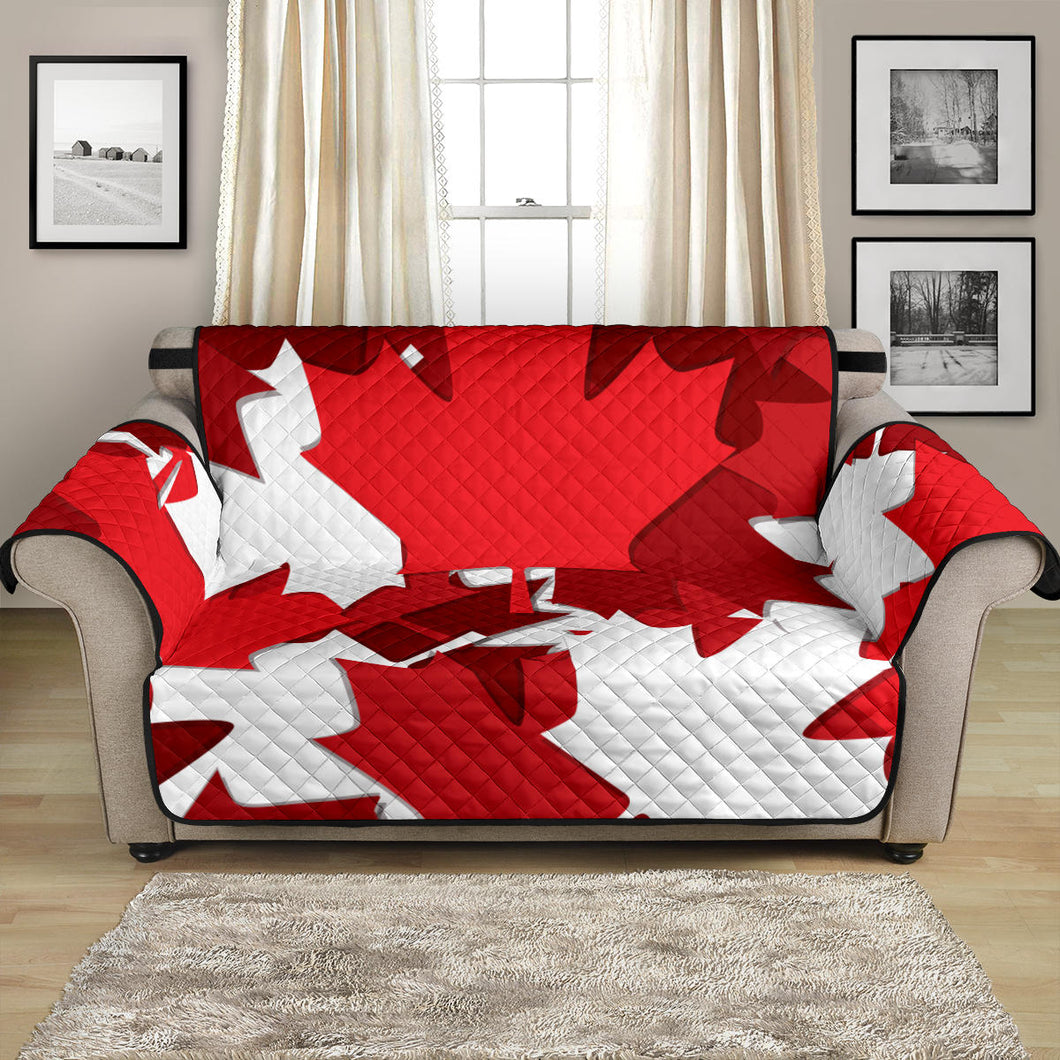 Canadian Maple Leaves Pattern Loveseat Couch Cover Protector