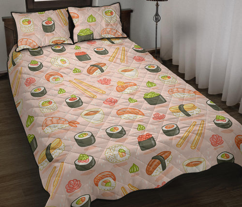 Sushi Pattern Background Quilt Bed Set