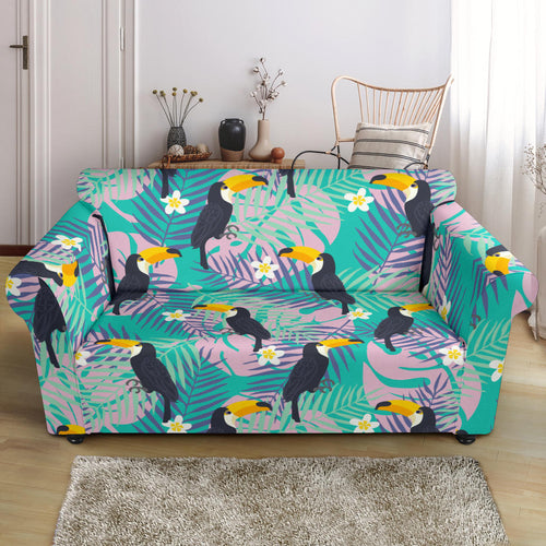 Toucan Pattern Background Loveseat Couch Slipcover