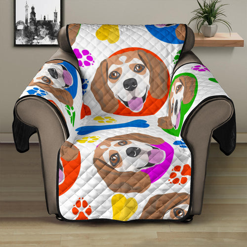 Colorful Beagle Bone Pattern Recliner Cover Protector