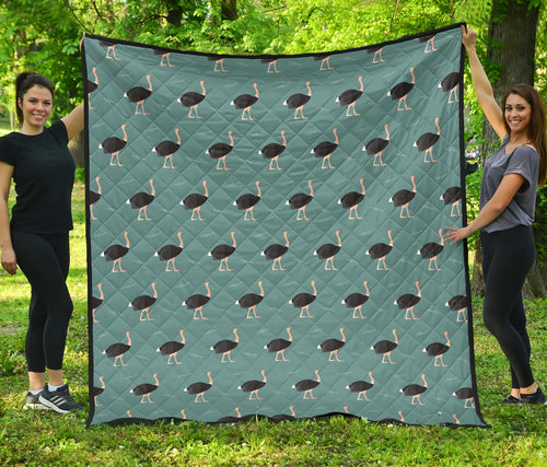 Ostrich Pattern Print Design 01 Premium Quilt