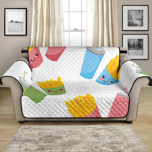 Colorful French Fries Pattern Loveseat Couch Cover Protector