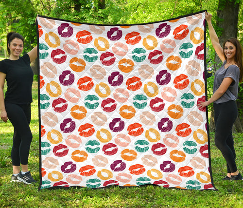 Lips Pattern Print Design 03 Premium Quilt