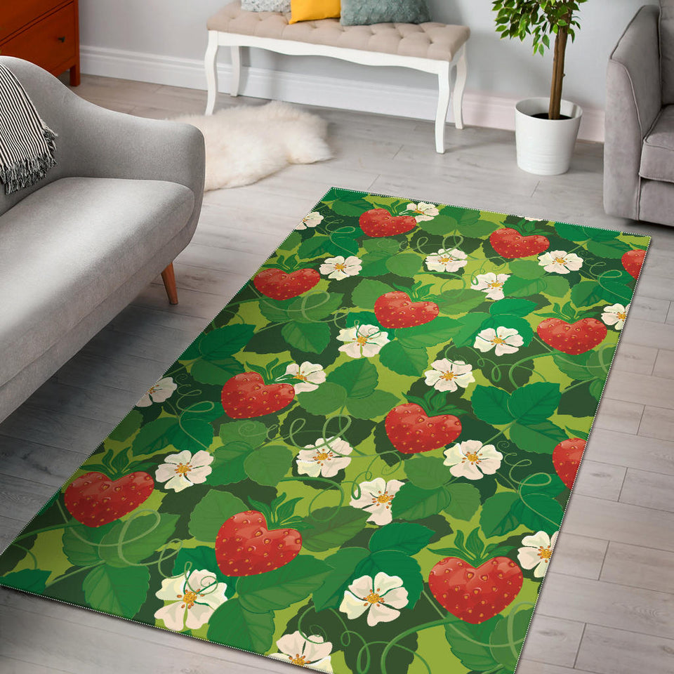 Strawberry Leaves Pattern Area Rug