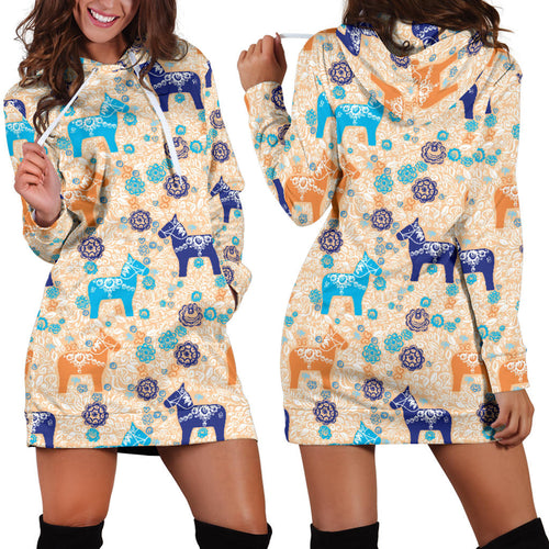 Cute Horse Pattern Women Hoodie Dress