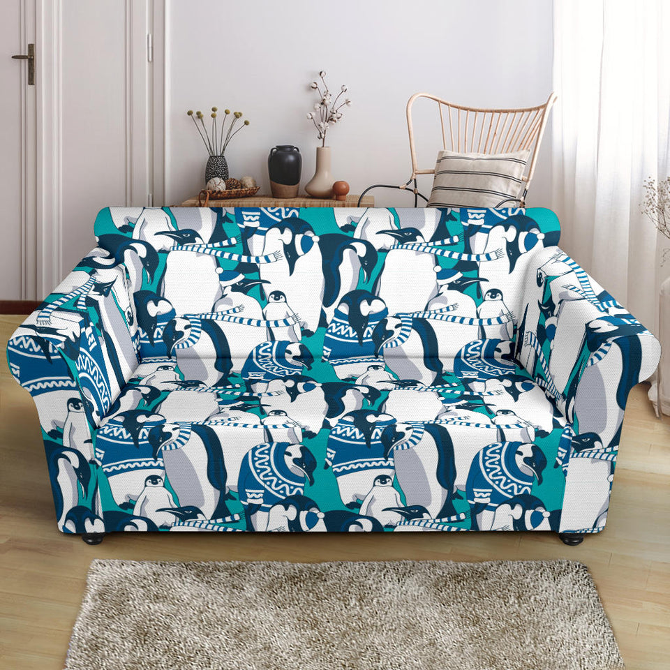 Penguin Pattern Loveseat Couch Slipcover