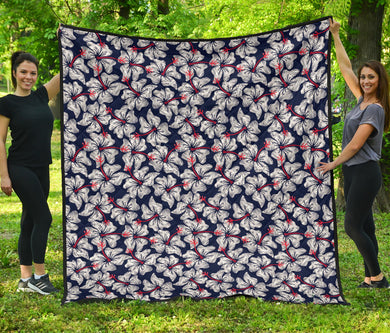 Hibiscus Pattern Print Design 02 Premium Quilt