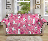 Poodle Pink Heart Pattern Sofa Cover Protector