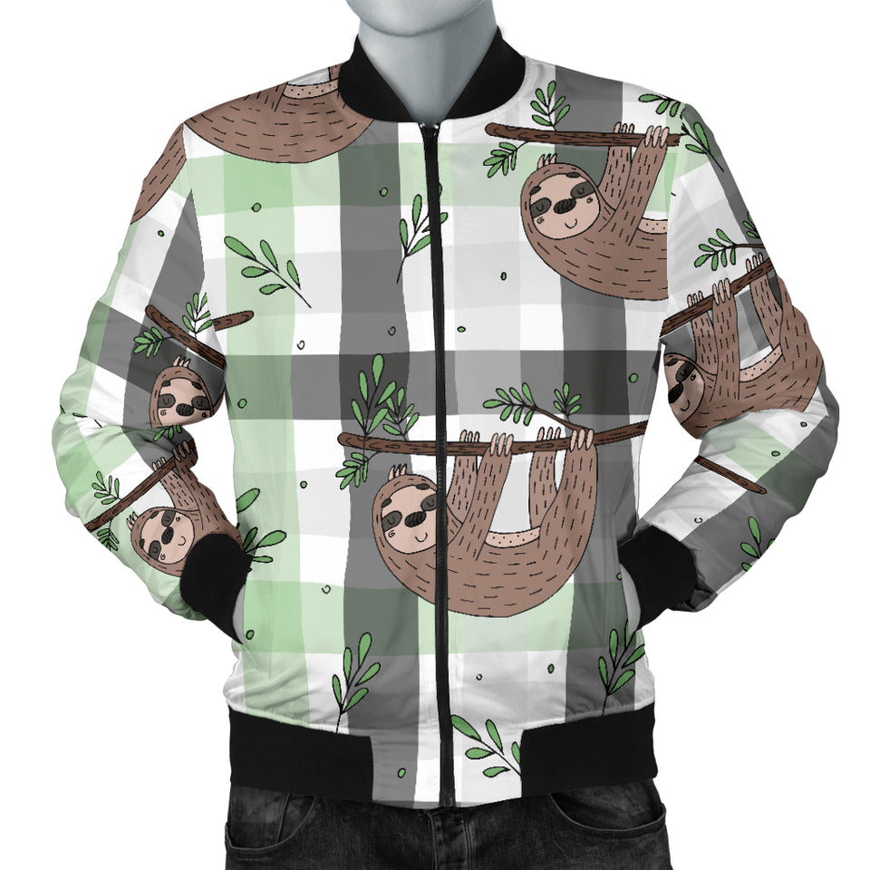 Sloth Pattern Stripe Background Men Bomber Jacket