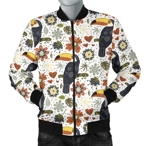 Toucan Flower Pattern Men Bomber Jacket