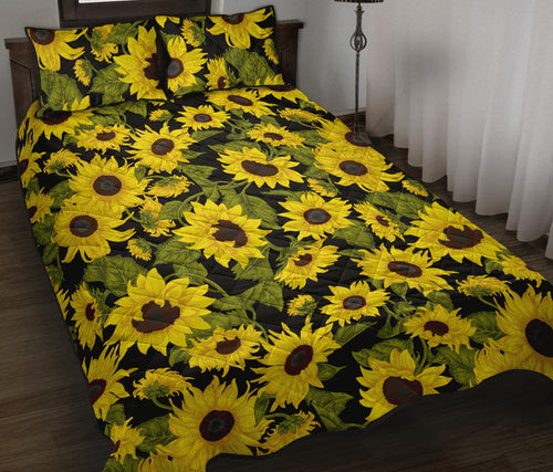 Sunflower Theme Pattern  Quilt Bed Set