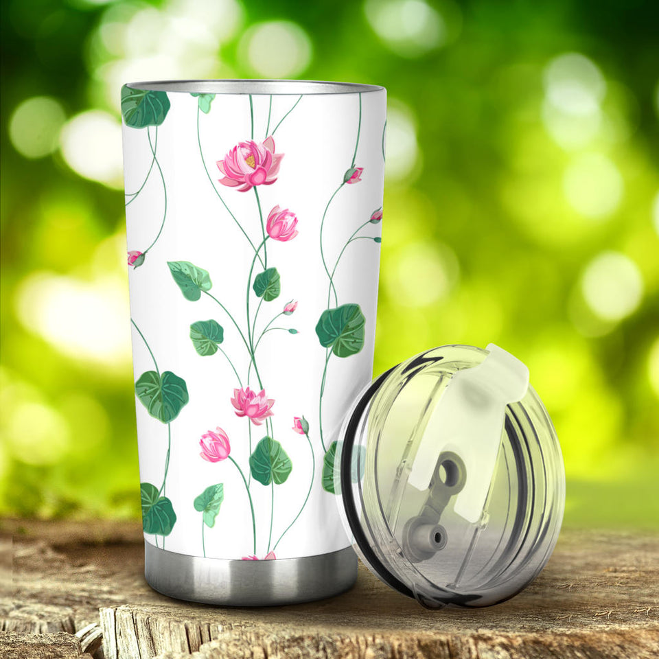 Pink Lotus Waterlily Flower Pattern Tumbler