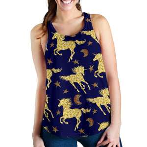 Unicorn Gold Pattern Women Racerback Tank Top