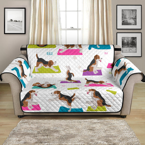 Beagle Yoga Pattern Loveseat Couch Cover Protector