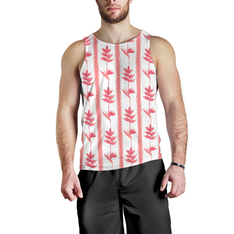 Heliconia Pink White Pattern Men Tank Top