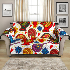 Colorful Rooster Chicken Guitar Pattern Loveseat Couch Cover Protector