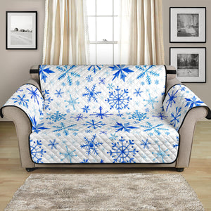 Blue Snowflake Pattern Loveseat Couch Cover Protector