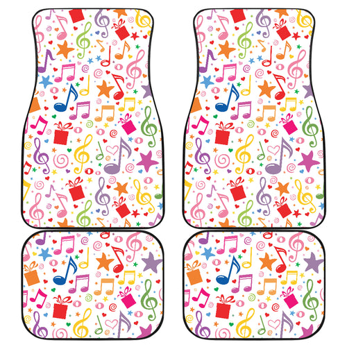 Music Notes Pattern Print Design 04 Front and Back Car Mats