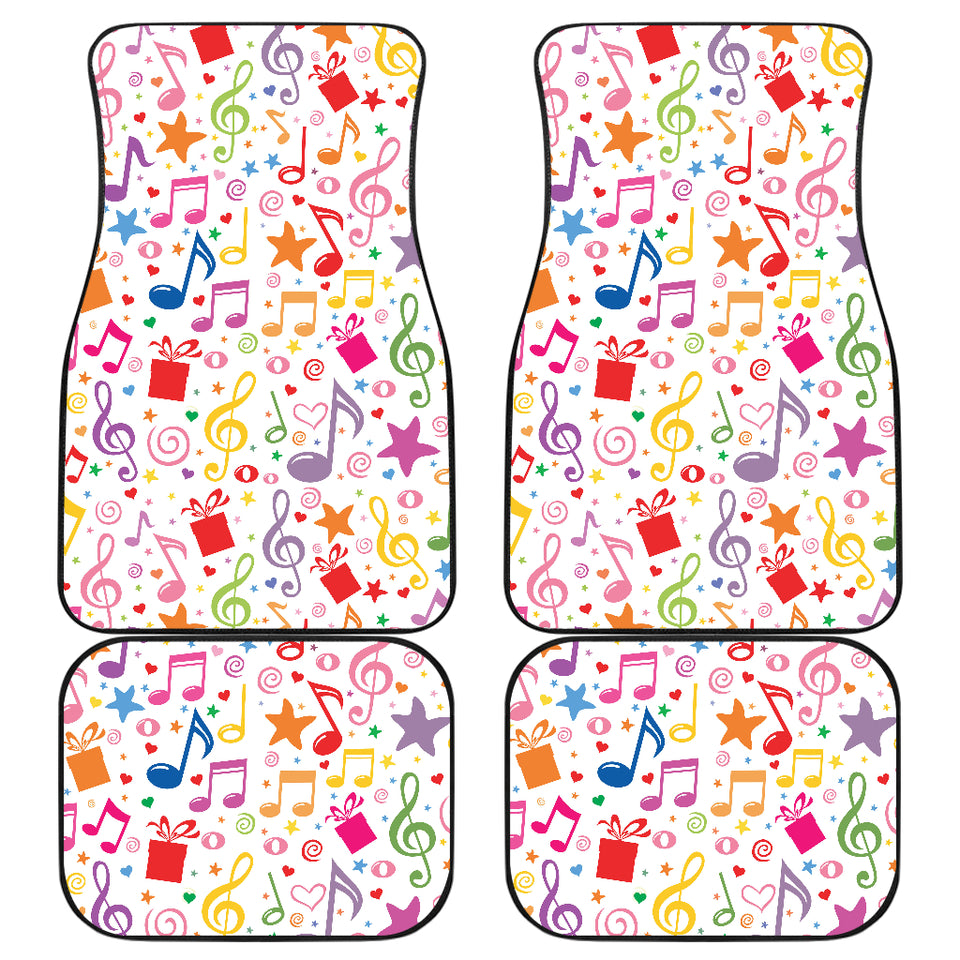 Music Notes Pattern Print Design 04 Front and Back Car Mats