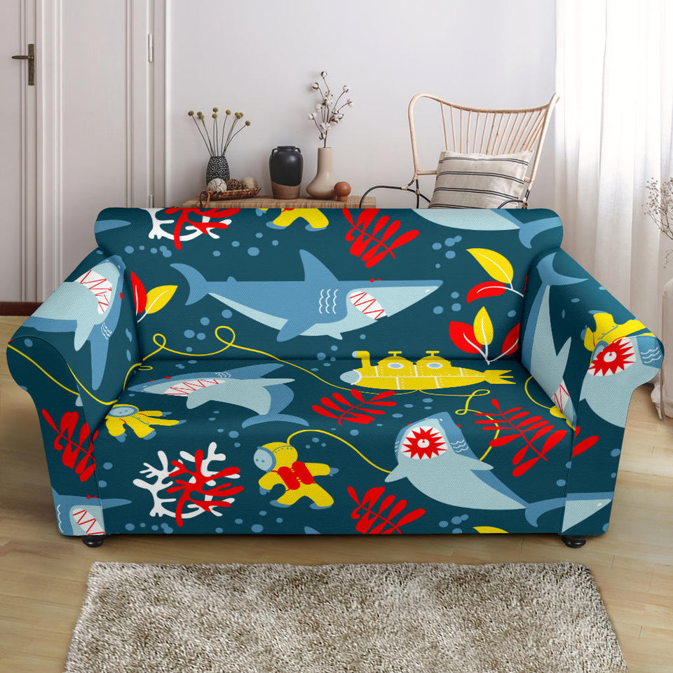 Shark Pattern Loveseat Couch Slipcover