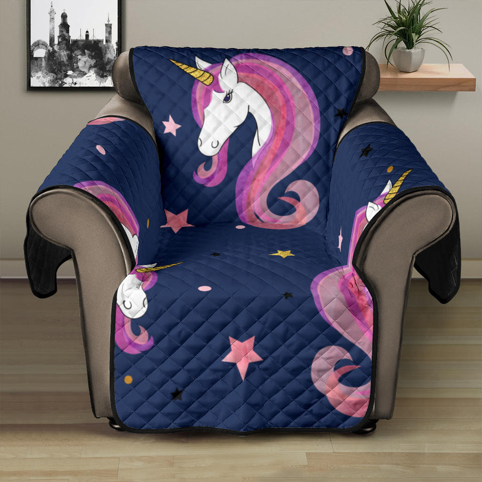Unicorn Head Pattern Recliner Cover Protector