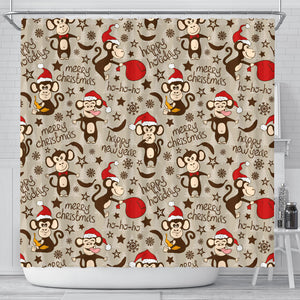 Monkey Christmas Pattern Shower Curtain Fulfilled In US