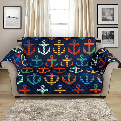 Colorful Anchor Dot Stripe Pattern Loveseat Couch Cover Protector