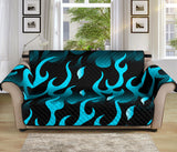 Blue Flame Fire Pattern Background Sofa Cover Protector