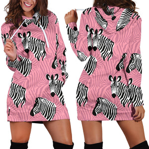 Zebra Head Pattern Women Hoodie Dress