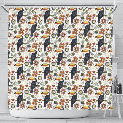 Toucan Flower Pattern Shower Curtain Fulfilled In US