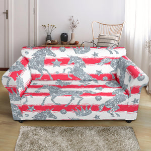 Unicorn Silver Pattern Loveseat Couch Slipcover