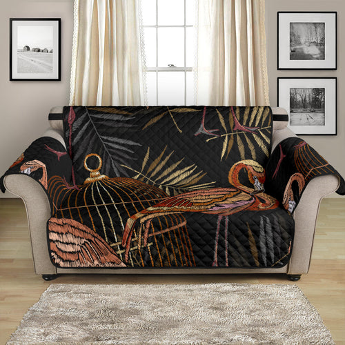 Flamingo Pattern Background Loveseat Couch Cover Protector