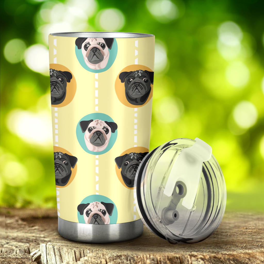 Pug Head Pattern Tumbler