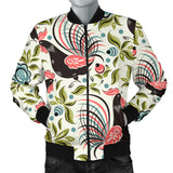 Rooster Chicken Leaves Pattern Men Bomber Jacket