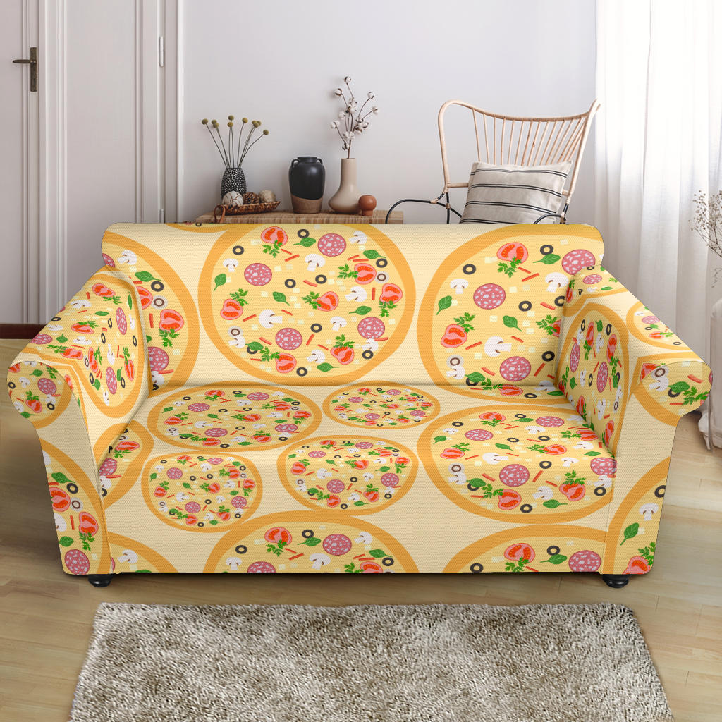 Pizza Theme Pattern Loveseat Couch Slipcover