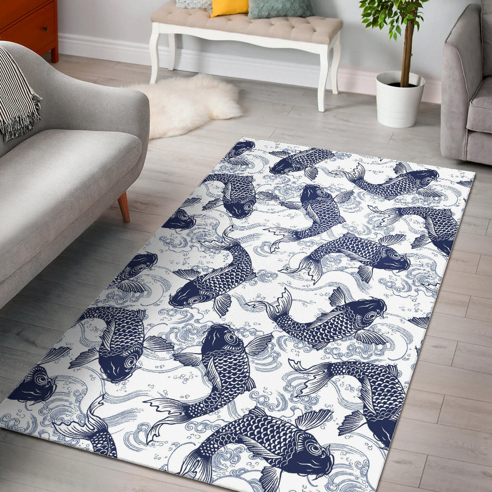 Koi Fish Carp Fish Pattern Area Rug