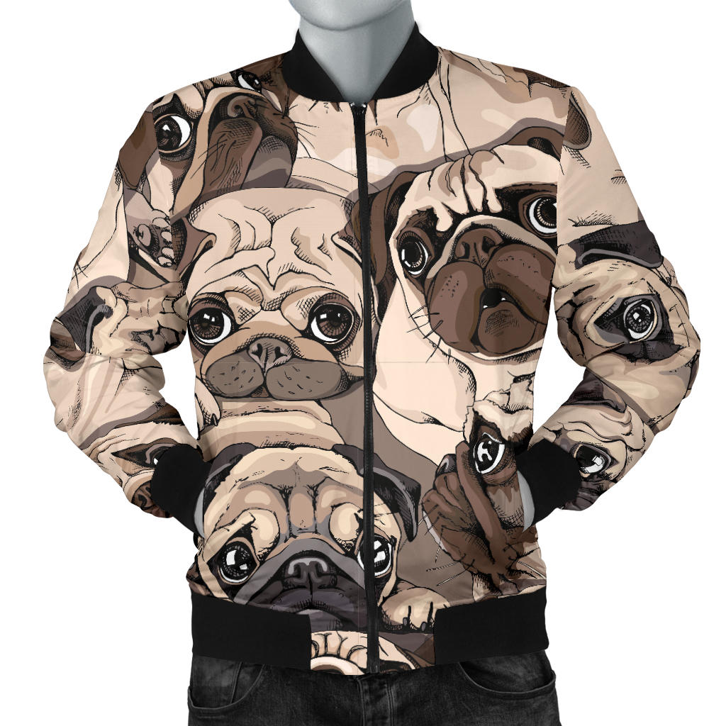 Pug Pattern Background Men Bomber Jacket