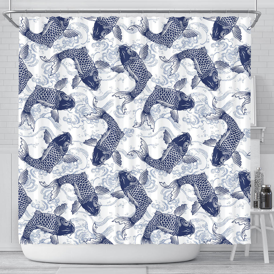 Koi Fish Carp Fish Pattern Shower Curtain Fulfilled In US