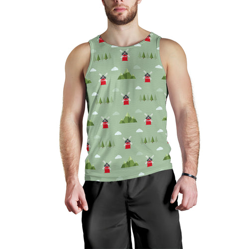 Windmill Green Pattern Men Tank Top