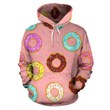 Donut Pattern Pink Background Men Women Pullover Hoodie