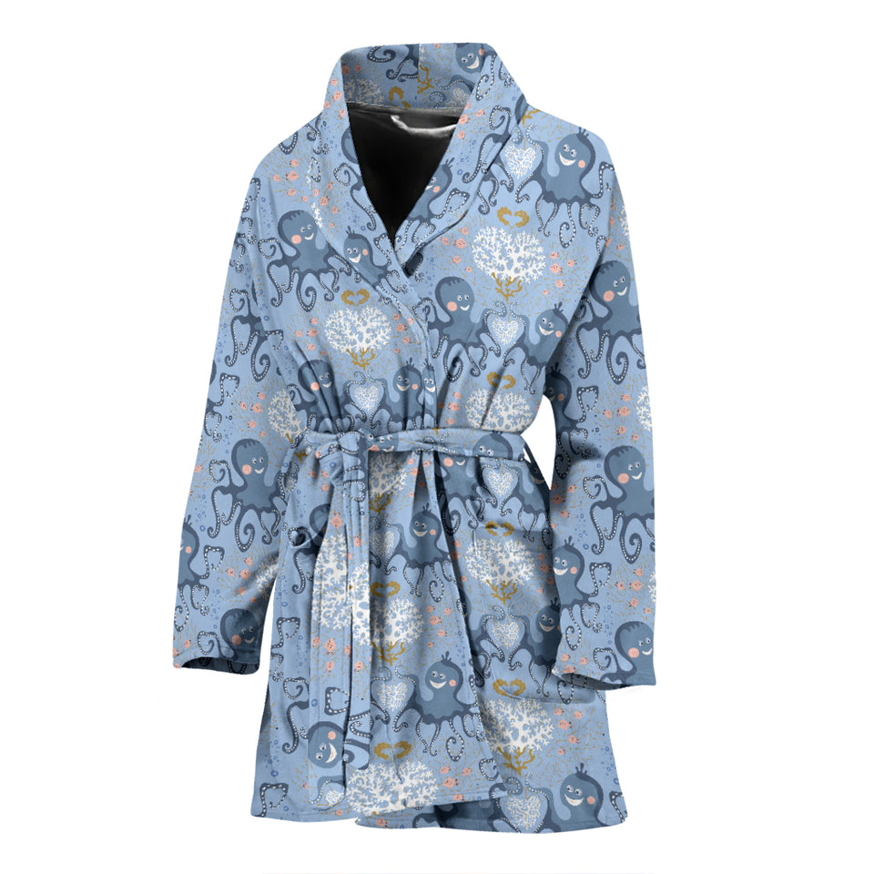 Octopus Heart Pattern Women Bathrobe