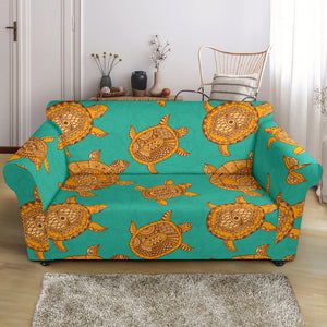 Sea Turtle Tribal Aboriginal Pattern Loveseat Couch Slipcover