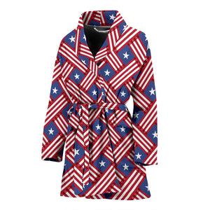 USA Star Stripe Pattern Women Bathrobe