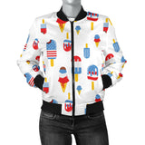 Ice Cream USA Theme Pattern Women Bomber Jacket