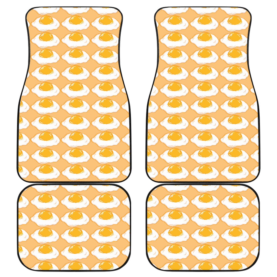 Fried Eggs Pattern Print Design 04 Front and Back Car Mats