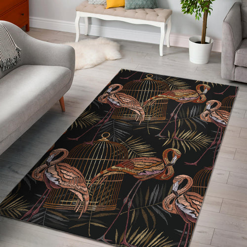 Flamingo Pattern Background Area Rug